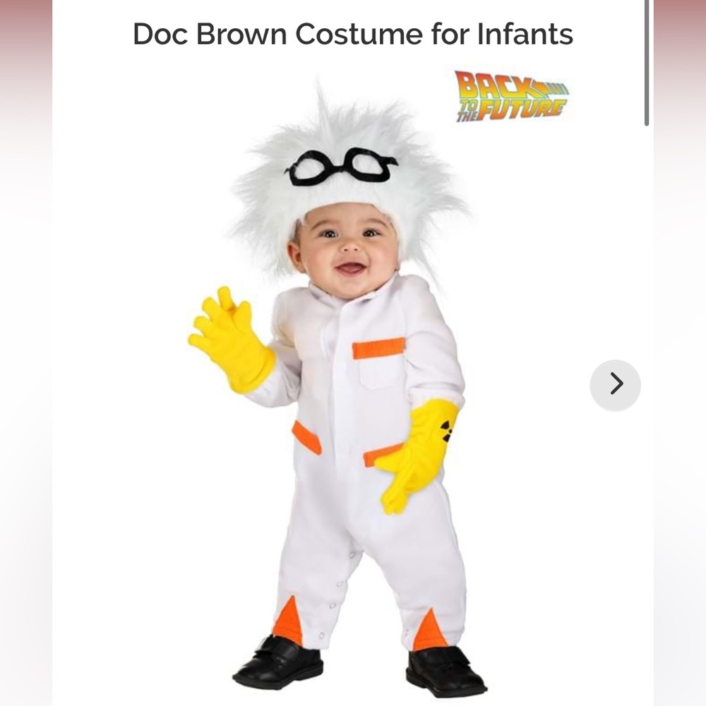 Back to the Future Infant Doc Brown Costume size 9-12 months EUC